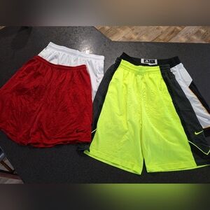 Men's Nike Athletic Shorts Pack - Red, White & Neon Yellow, Size Large